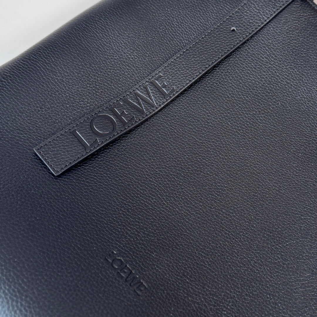 Loewe Loop Zipped Tote Bag Black Grained Calfskin