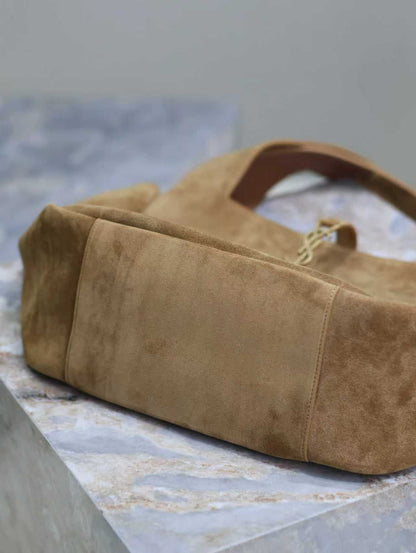 YSL 50 Bag Gold Hardware Tan Suede