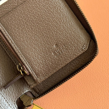 GG Zip Around Wallet Beige Brown Canvas