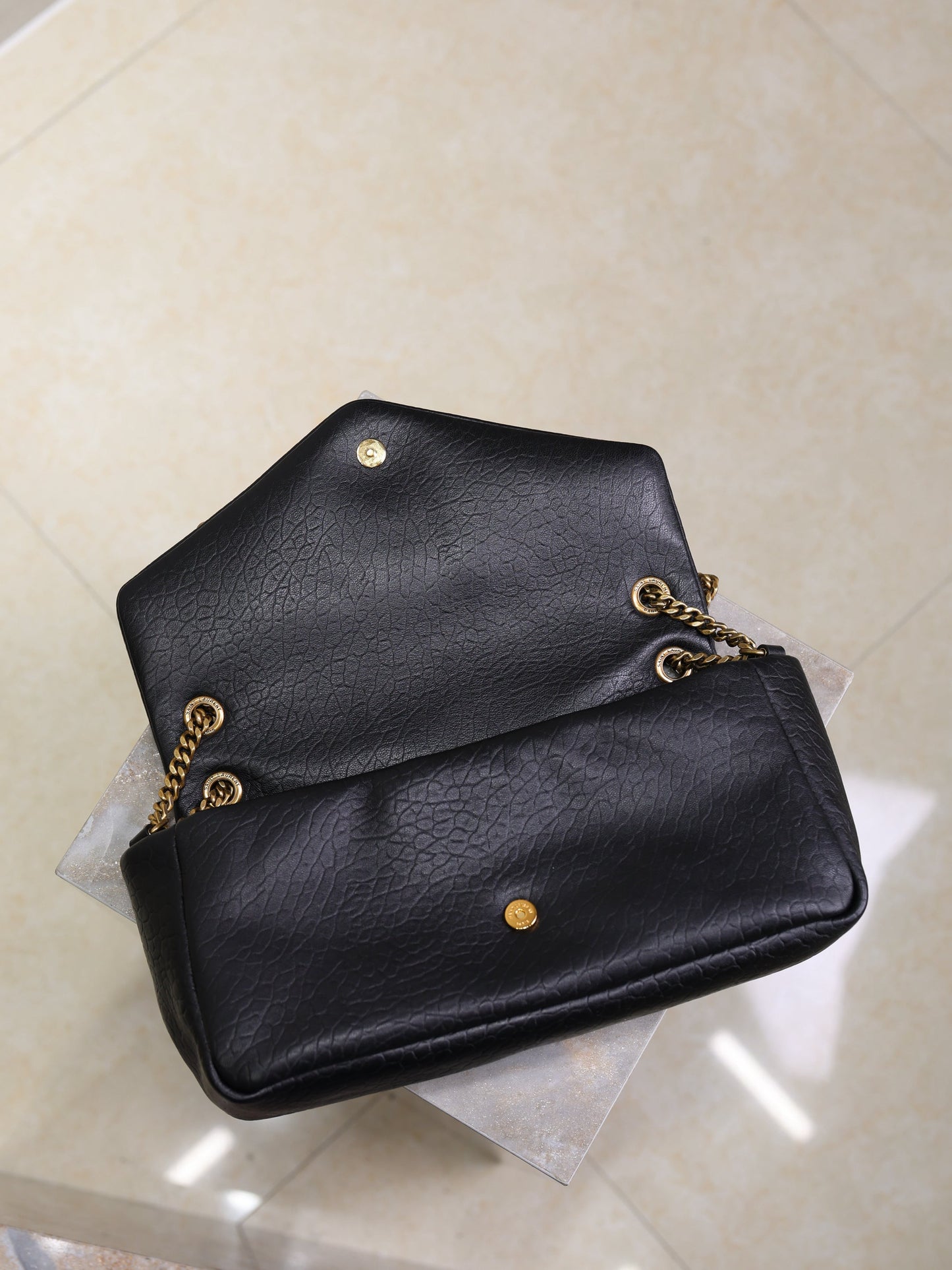 YSL Calypso Bag 30cm Black Lambskin With Gold Hardware