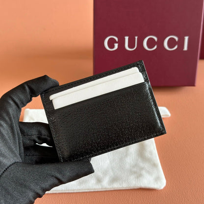 GG Animalier Card Holder Black Leather