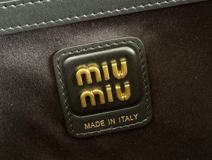 Miu Beau Top-Handle Bag 34cm Black Leather 239697