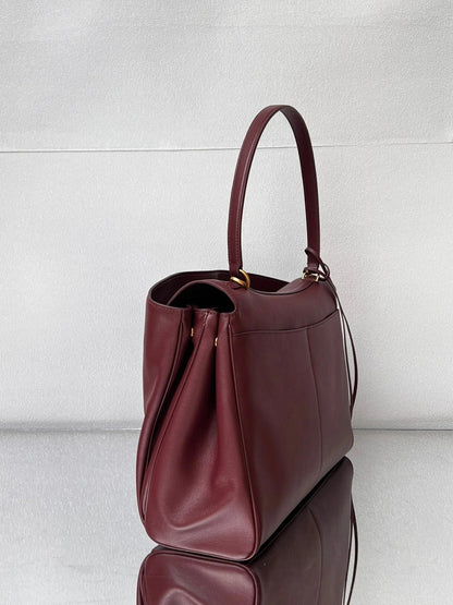 Balenciaga Large Bag 40 Burgyndy Calfskin Gold Hardware