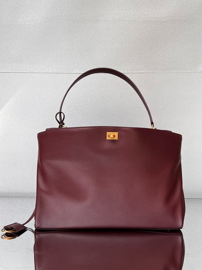 Balenciaga Large Bag 40 Burgyndy Calfskin Gold Hardware