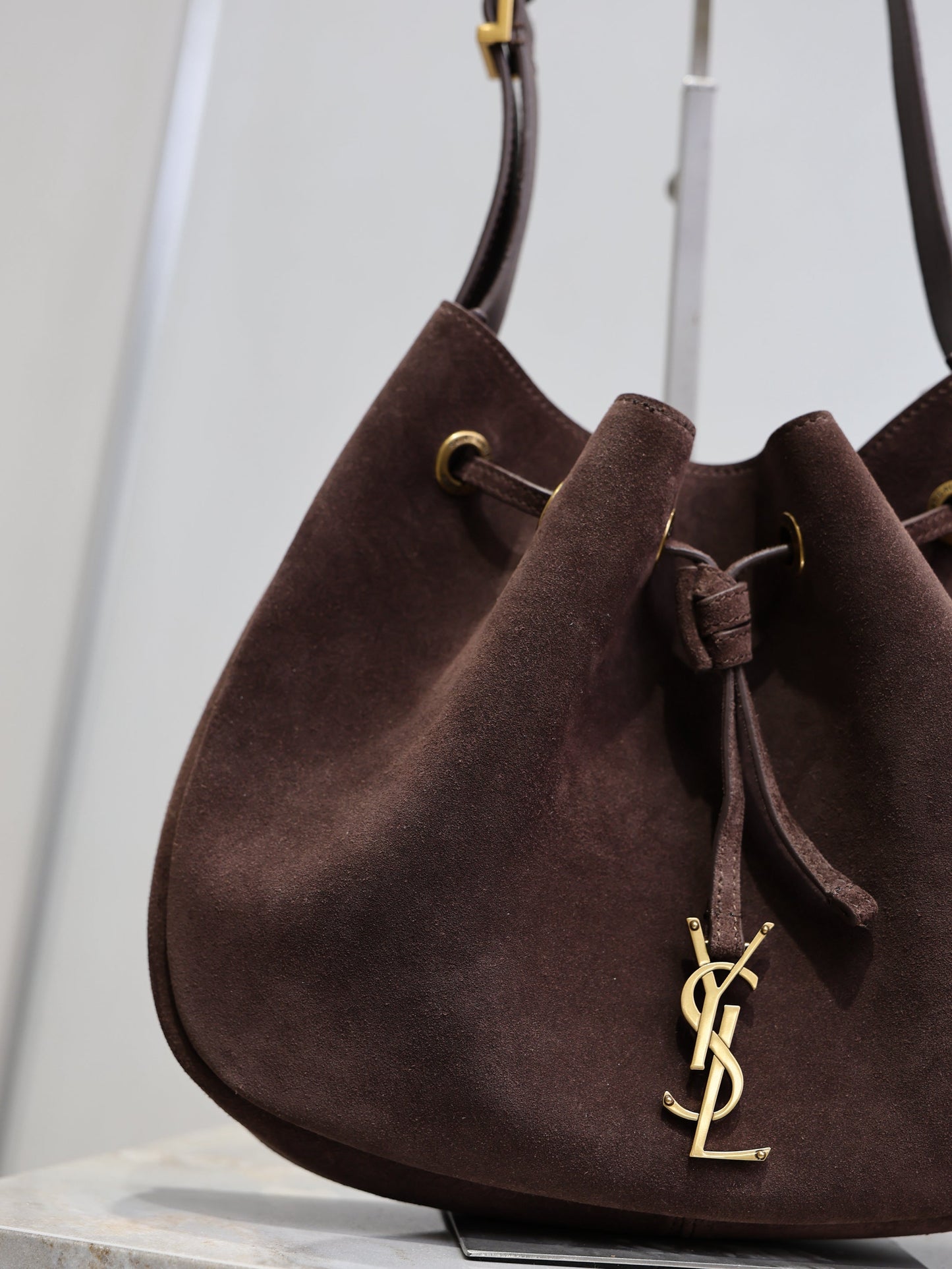 YSL Paris VII Hobo Bag Dark Brown Suede