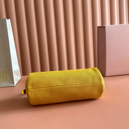 Miu Miu Adventure Nappa Canvas Bucket Bag 22 Yellow in Fabric 285323