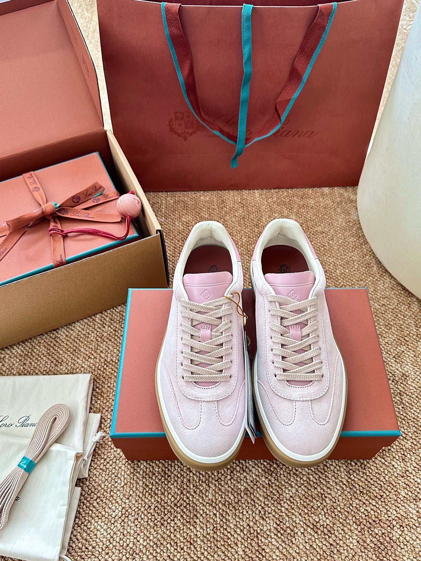 Loro Piana Suede Low-Top Sneakers - Blush Pink