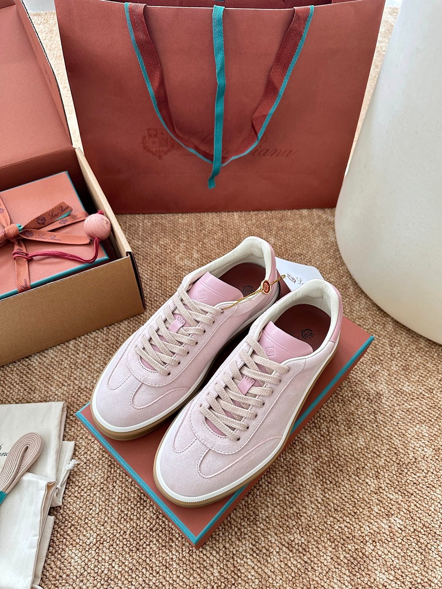 Loro Piana Suede Low-Top Sneakers - Blush Pink