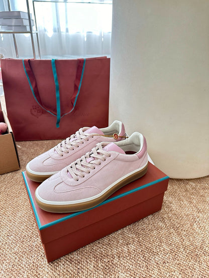 Loro Piana Suede Low-Top Sneakers - Blush Pink