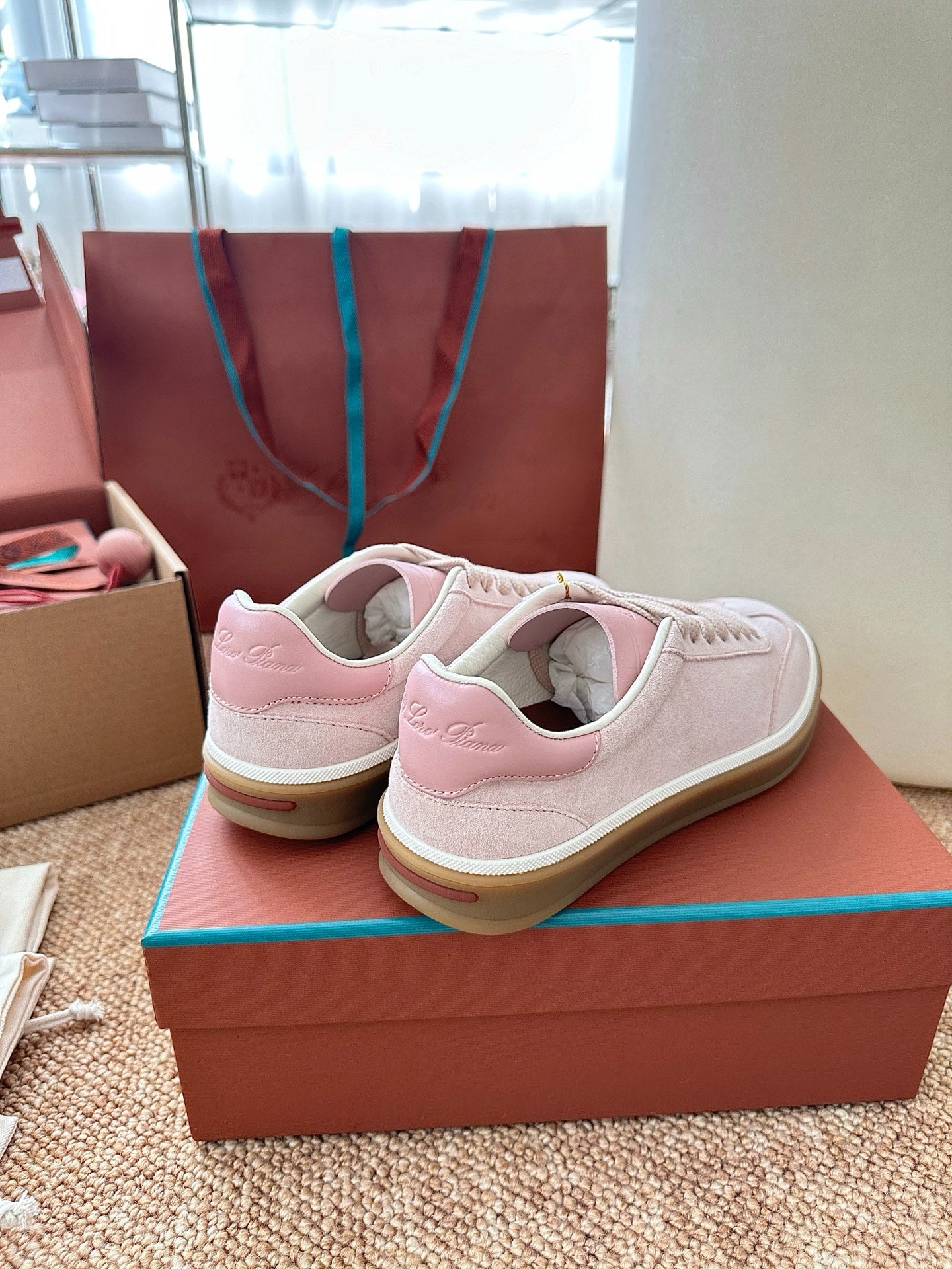 Loro Piana Suede Low-Top Sneakers - Blush Pink