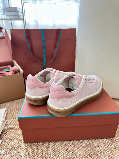 Loro Piana Suede Low-Top Sneakers - Blush Pink