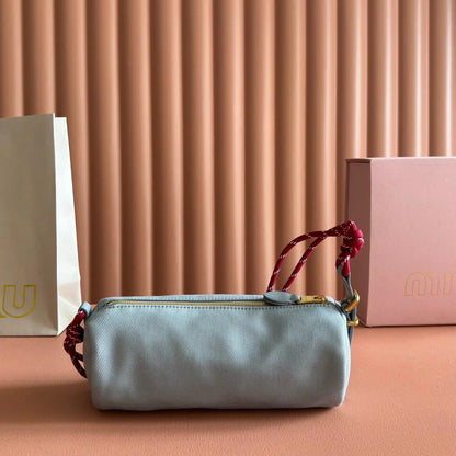 Miu Miu Adventure Nappa Canvas Bucket Bag 22 Gray in Fabric 285322
