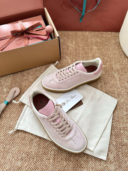 Loro Piana Suede Low-Top Sneakers - Blush Pink