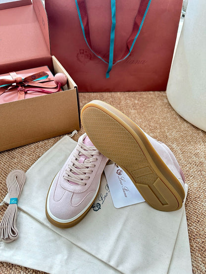 Loro Piana Suede Low-Top Sneakers - Blush Pink