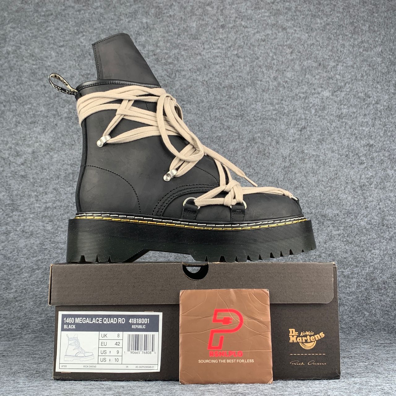 Dr. Martens x Rick Owens Wmns DRKSHDW 1460 Quad Sole Megalace Boot 'Black'