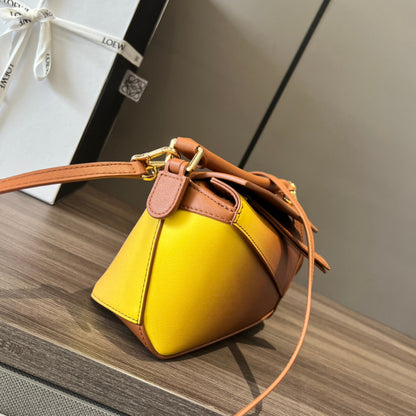 Mini Puzzle bag in soft grained 18cm Yellow and Tan Calfskin