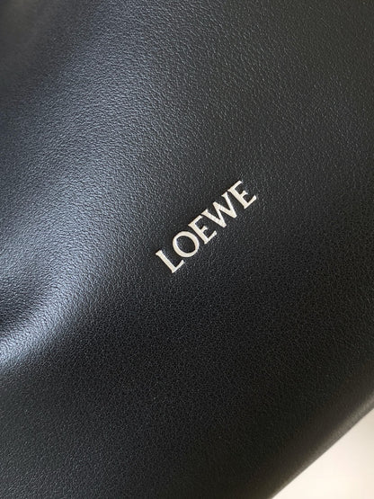 Loewe Panta Medium Flamenco Clutch Bag Black Calfskin