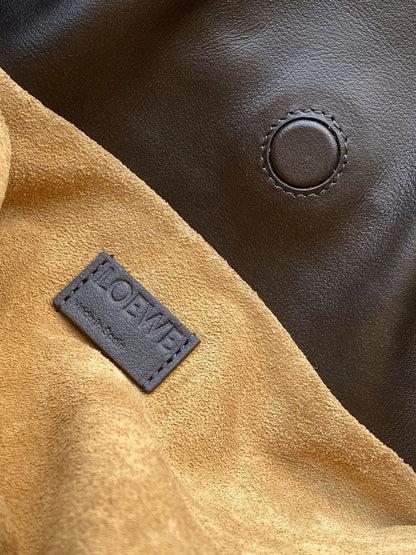 Loewe Panta Medium Flamenco Clutch Bag Chocolate Calfskin