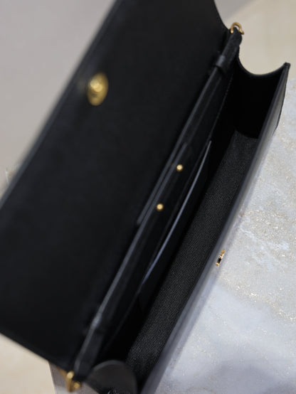 YSL Kate Clutch Bag Black Caviar Leather