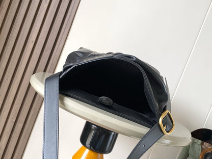 Loewe Draped Leather Tote Bag Black Lambskin