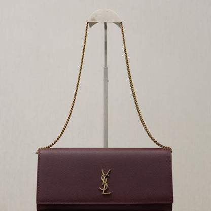 YSL Kate Clutch Bag Burgundy Caviar Leather