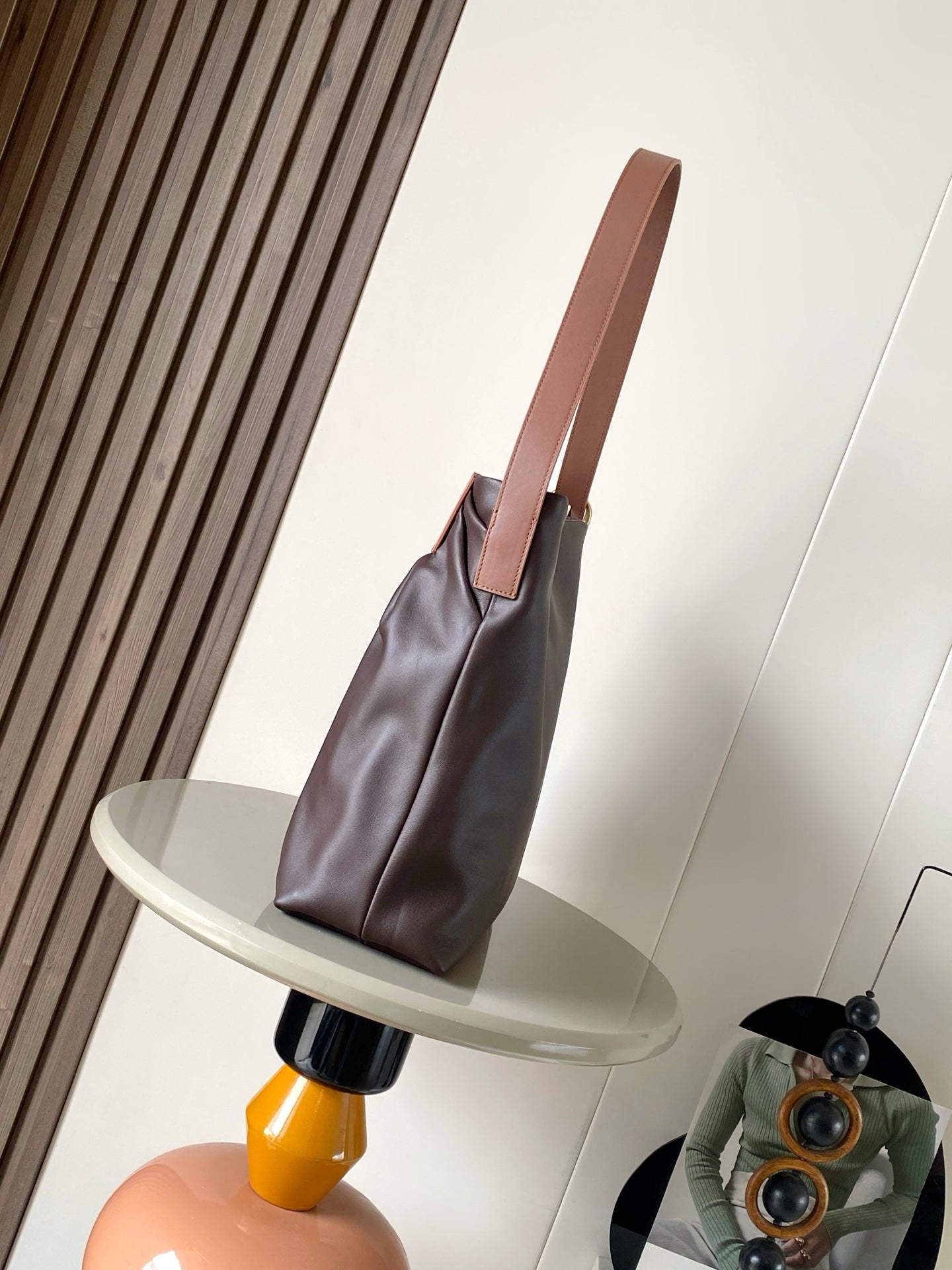Loewe Draped Leather Tote Bag Chocolate Lambskin