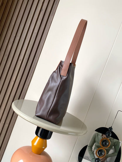 Loewe Draped Leather Tote Bag Chocolate Lambskin