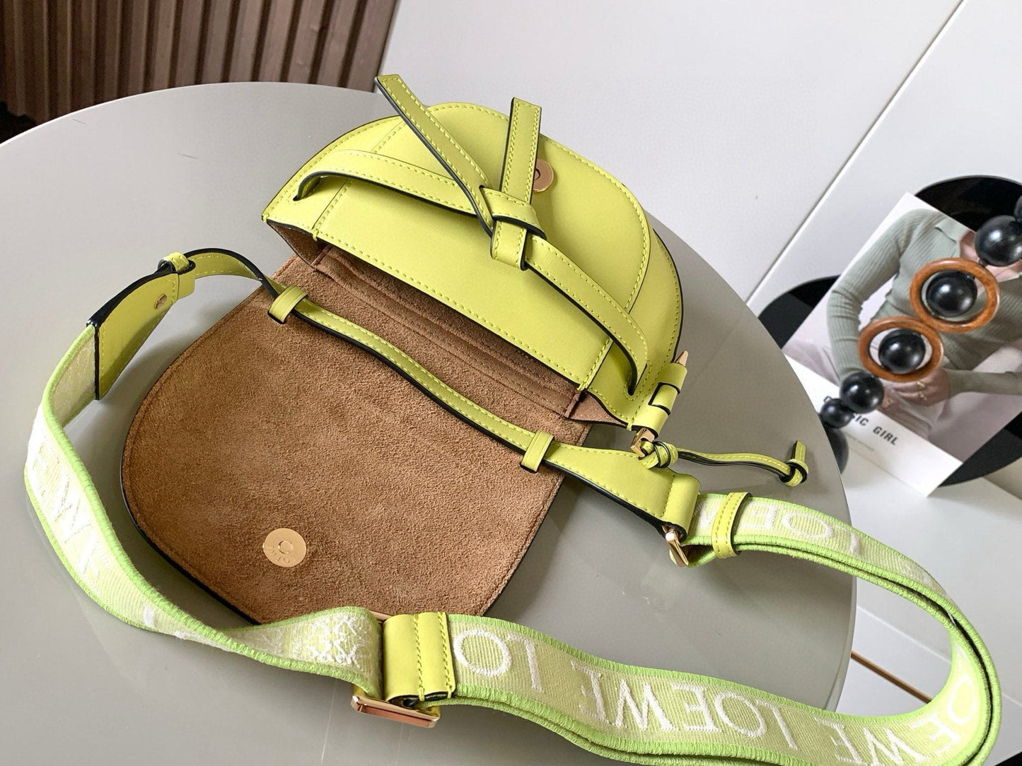 Loewe Mini Gate Dual Bag Lime Green Calfskin