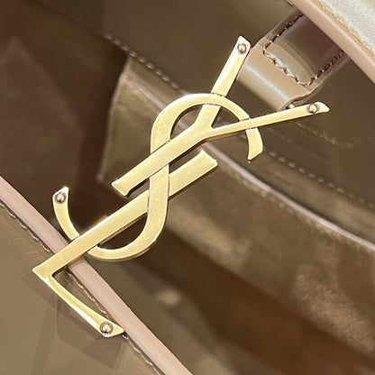 YSL Bucket Bag 17 Beige Calfskin Leather