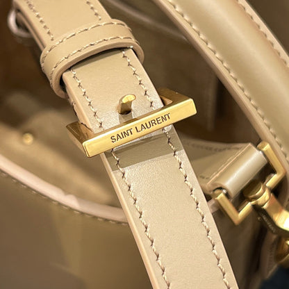 YSL Bucket Bag 17 Beige Calfskin Leather