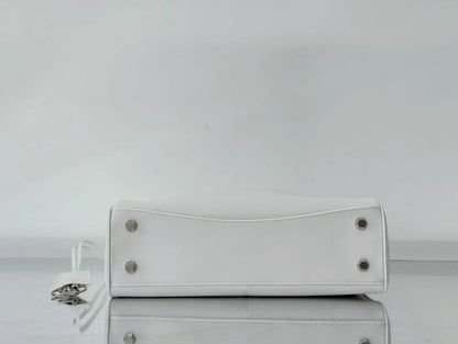 Balenciaga Medium Bag 35 White Calfskin Sliver Hardware