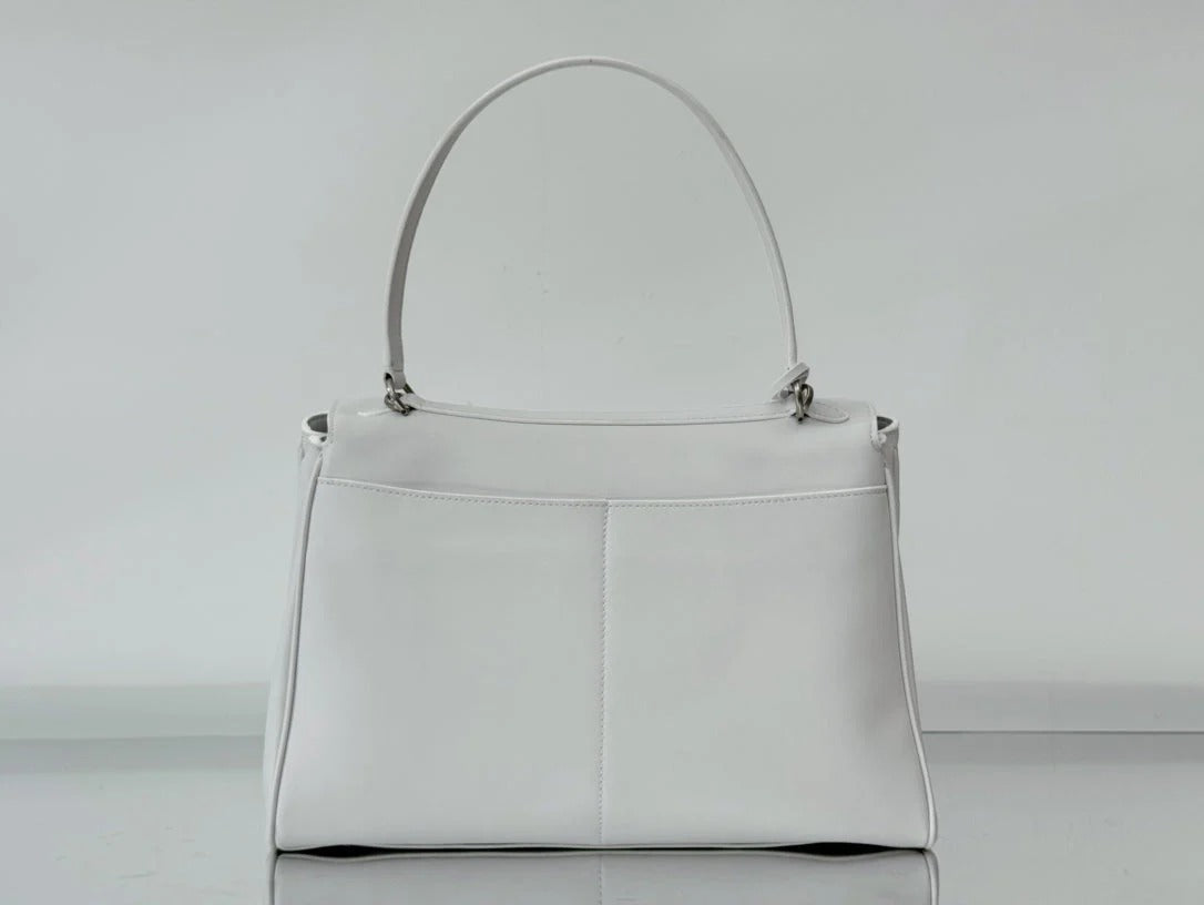 Balenciaga Medium Bag 35 White Calfskin Sliver Hardware