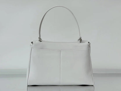 Balenciaga Medium Bag 35 White Calfskin Sliver Hardware
