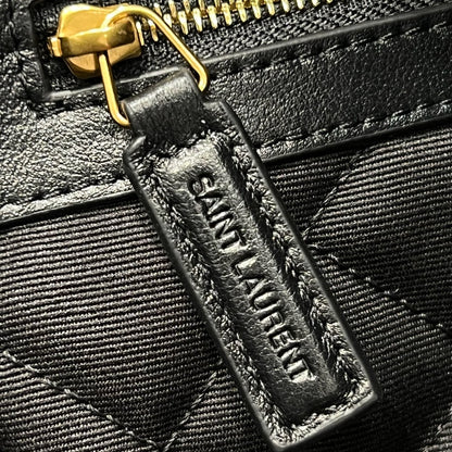YSL Travel Bag 59 Black Quilted Calfskin Leather Gold Hardware