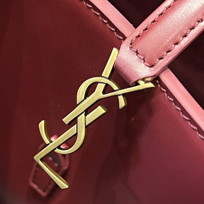 YSL Mini Bucket Bag 15 Dark Red Calfskin Leather