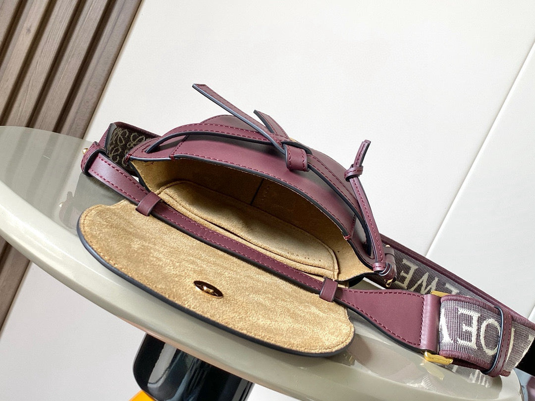 Loewe Mini Gate Dual Bag Burgundy Calfskin