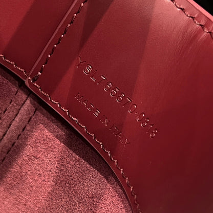 YSL Mini Bucket Bag 15 Dark Red Calfskin Leather