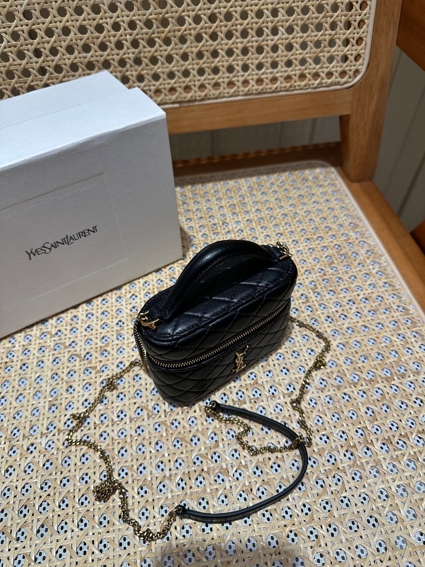 YSL Mini Vanity 12 Black Quilted Calfskin