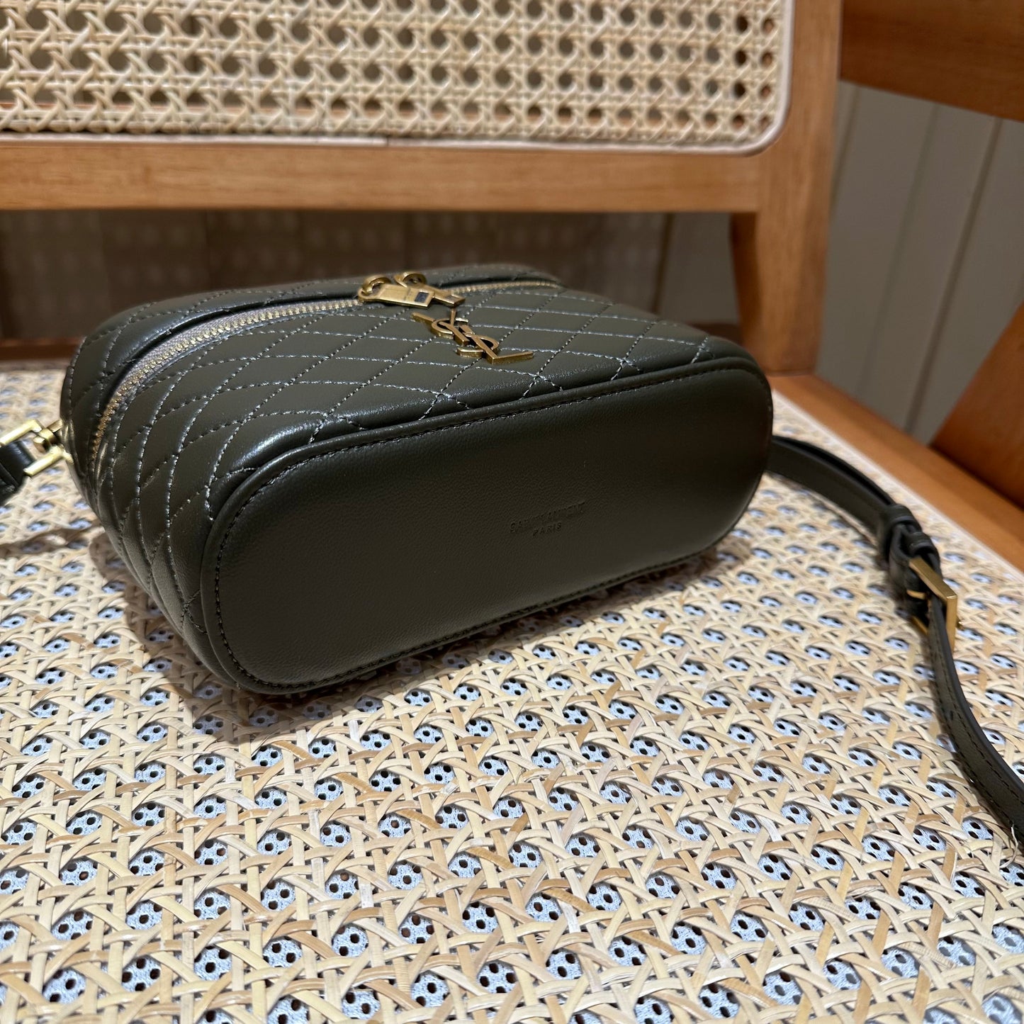 YSL Gaby Vanity Bag 18 Olive Green Quilted Calfskin