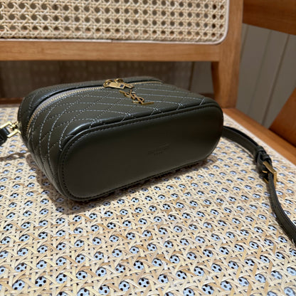 YSL Gaby Vanity Bag 18 Olive Green Quilted Calfskin