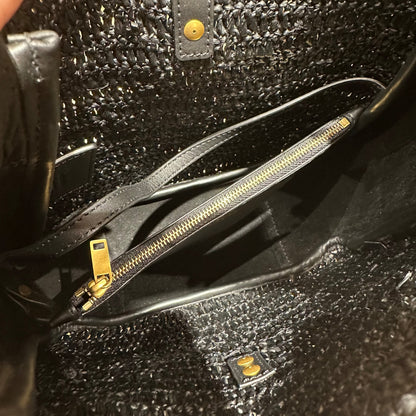 YSL LE 5 À 7 Shoulder Bag 22 Black Raffia