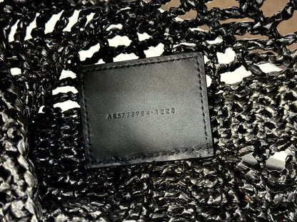 YSL Shoulder Bag 40 Black Raffia Woven