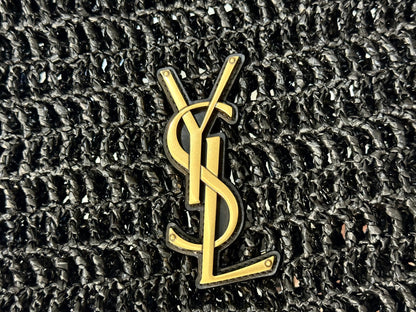 YSL Shoulder Bag 40 Black Raffia Woven