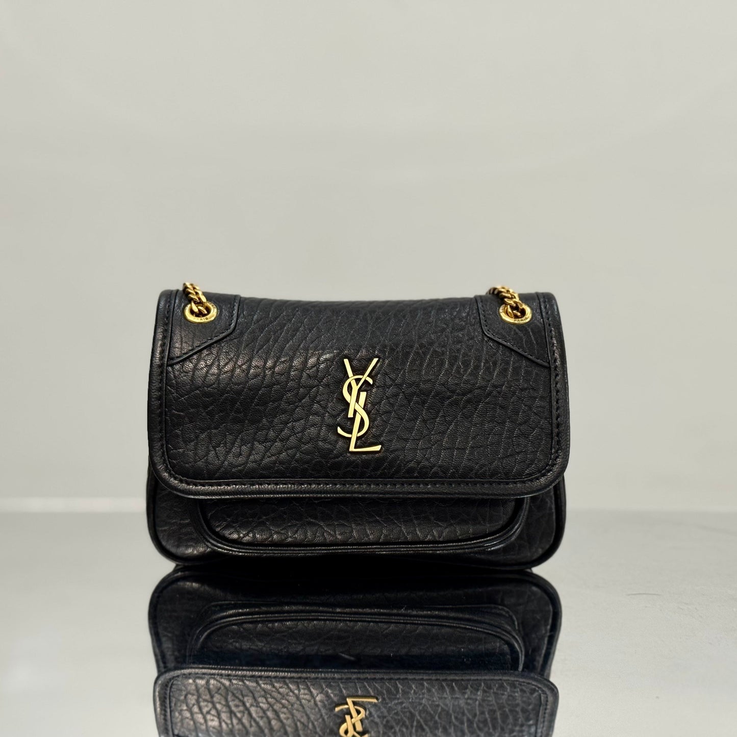YSL Niki Mini Handbag 18 Black Lambskin Sliver Hardware