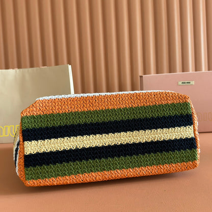 Miu Tote Bag 40cm Raffia-Effect Woven 285425