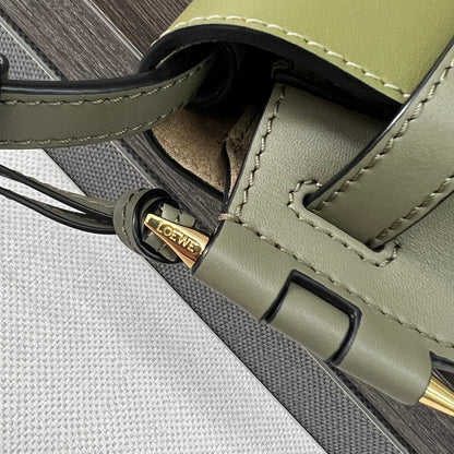 Mini Gate Dual bag in soft calfskin and jacquard Green smooth caflskin