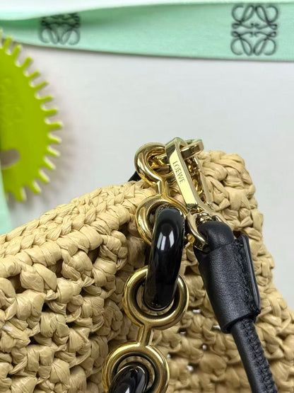 Loewe Ibiza Ola Medium Shoulder Bag Beige Raffia
