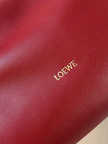 Loewe Coil Flamenco Medium Leather Clutch Red Leather
