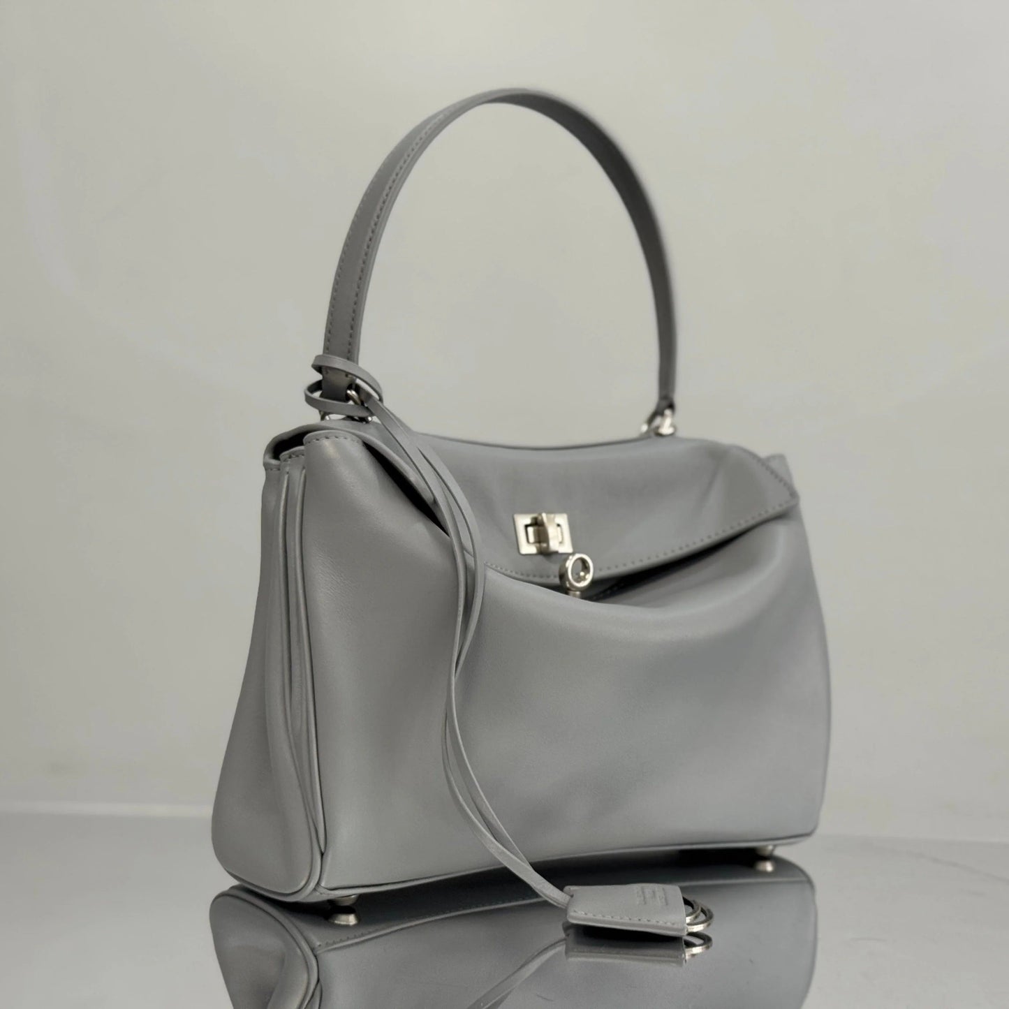 Balenciaga Medium Bag 35 Gray Calfskin Sliver Hardware