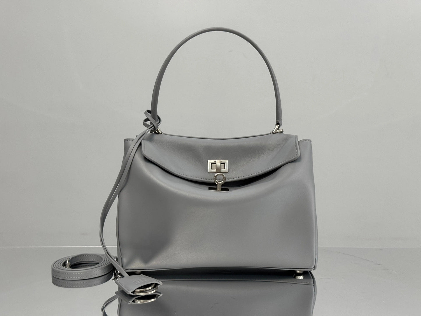 Balenciaga Mini Bag 22 Gray Calfskin Sliver Hardware